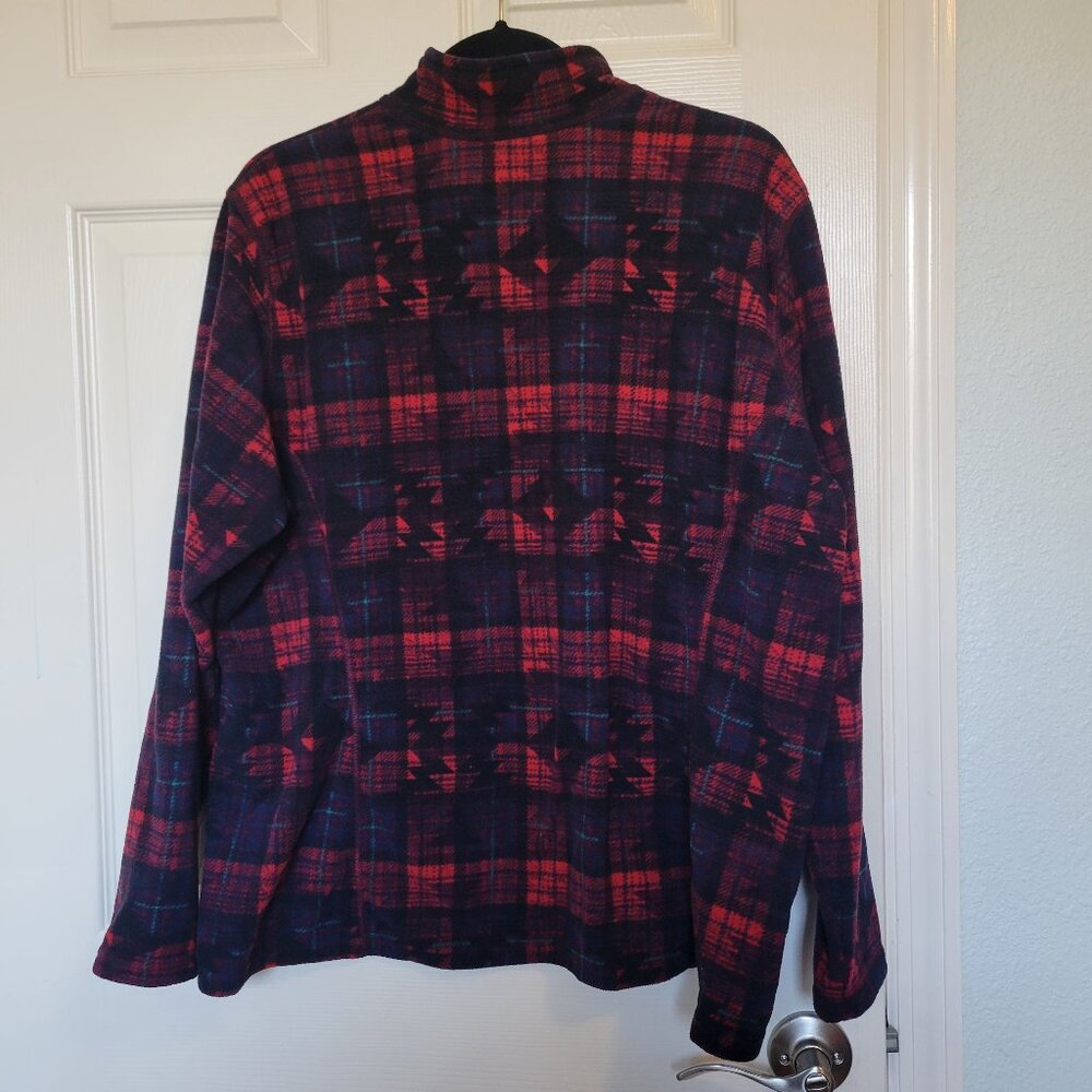 Eddie Bauer 1/4 Zip Fleece Pullover Womens Size 2XL Red Black Tribal Aztec - Picture 2 of 8